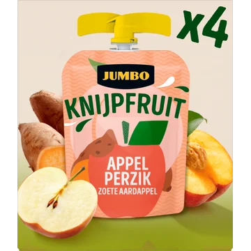 Jumbo Knijpfruit Appel Perzik Zoete Aardappel 4 x 90 g
