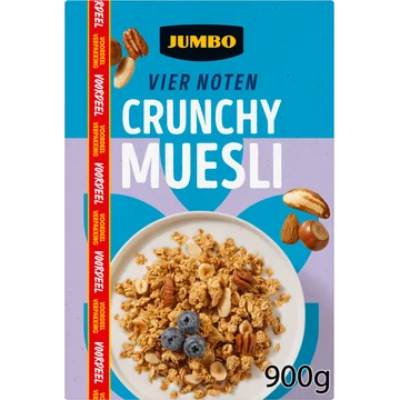 Jumbo Muesli Vier Noten Voordeelverpakking 900 g