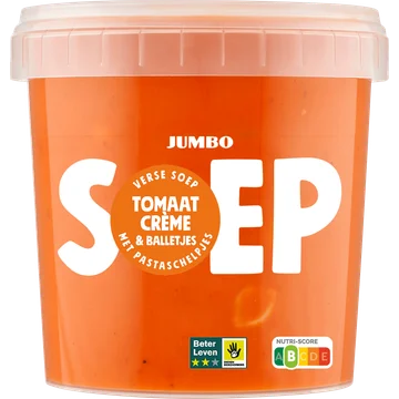 Jumbo Verse Soep Tomaat Crème met Pastaschelpjes & Balletjes 1 kg
