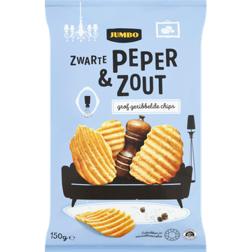 Jumbo Chips Zwarte Peper & Zout Ribbel 150 g