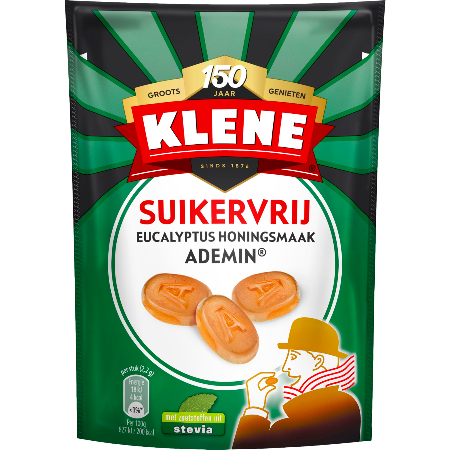 Klene Ademin Suikervrije Drop Keelpastille Zak