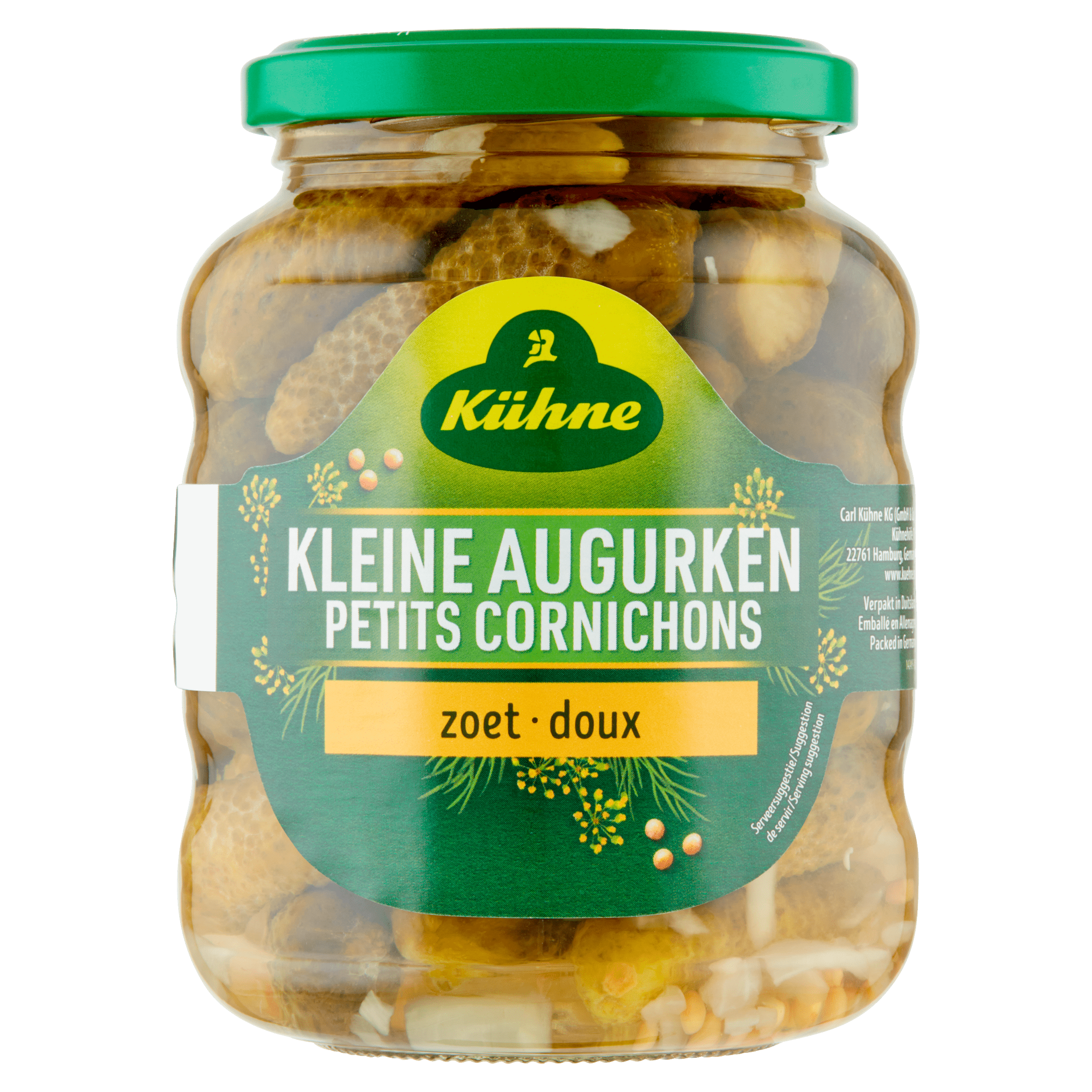 Kuhne Kleine augurken zoet Pot 370 ml
