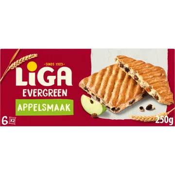 Liga Evergreen Appelsmaak 6x2 biscuits 250 g