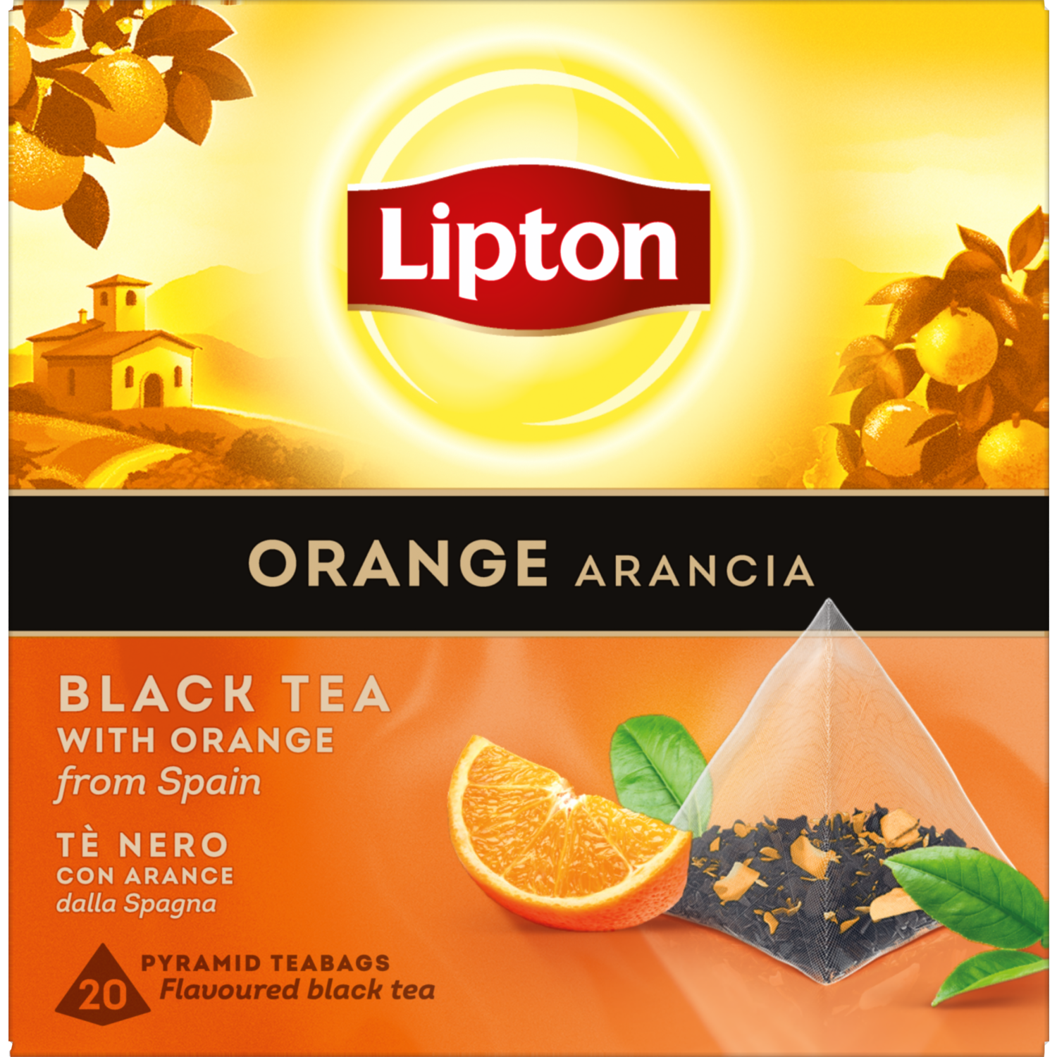 Lipton Zwarte thee orange arancia kop 20 zk.