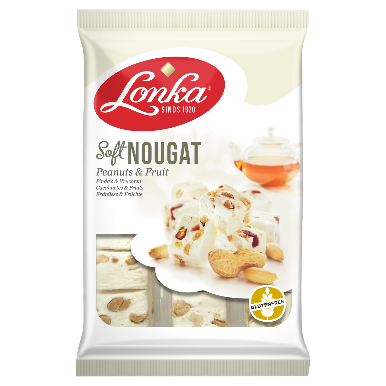 Lonka Soft nougat pinda vrucht Tray 220 g