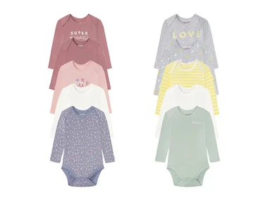 lupilu® Babymeisjes rompertjes, 5 stuks, van zuivere bio-katoen