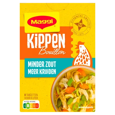 Maggi Bouillon kip minder zout 8 blokjes Doos 72 g