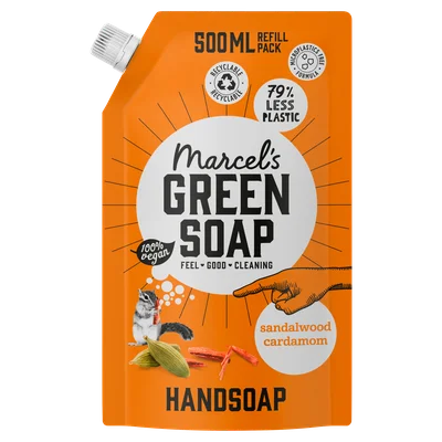 Marcel's Green Soap Handzeep Sandelhout &amp; Kardemon navul Stazak 500 ml