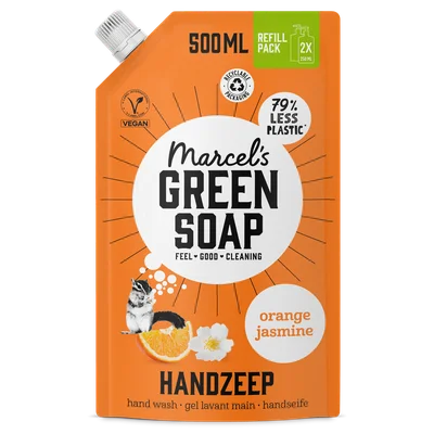 Marcel's Green Soap Handzeep Sinaasappel &amp; Jasmijn navul Stazak 500 ml