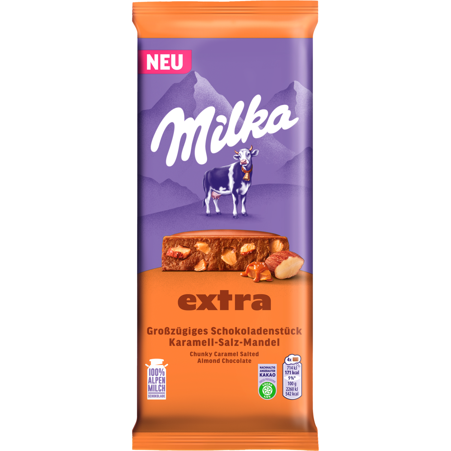 Milka Chocoladereep salted almond caramel