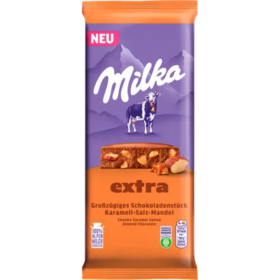 Milka Chocoladereep salted almond caramel