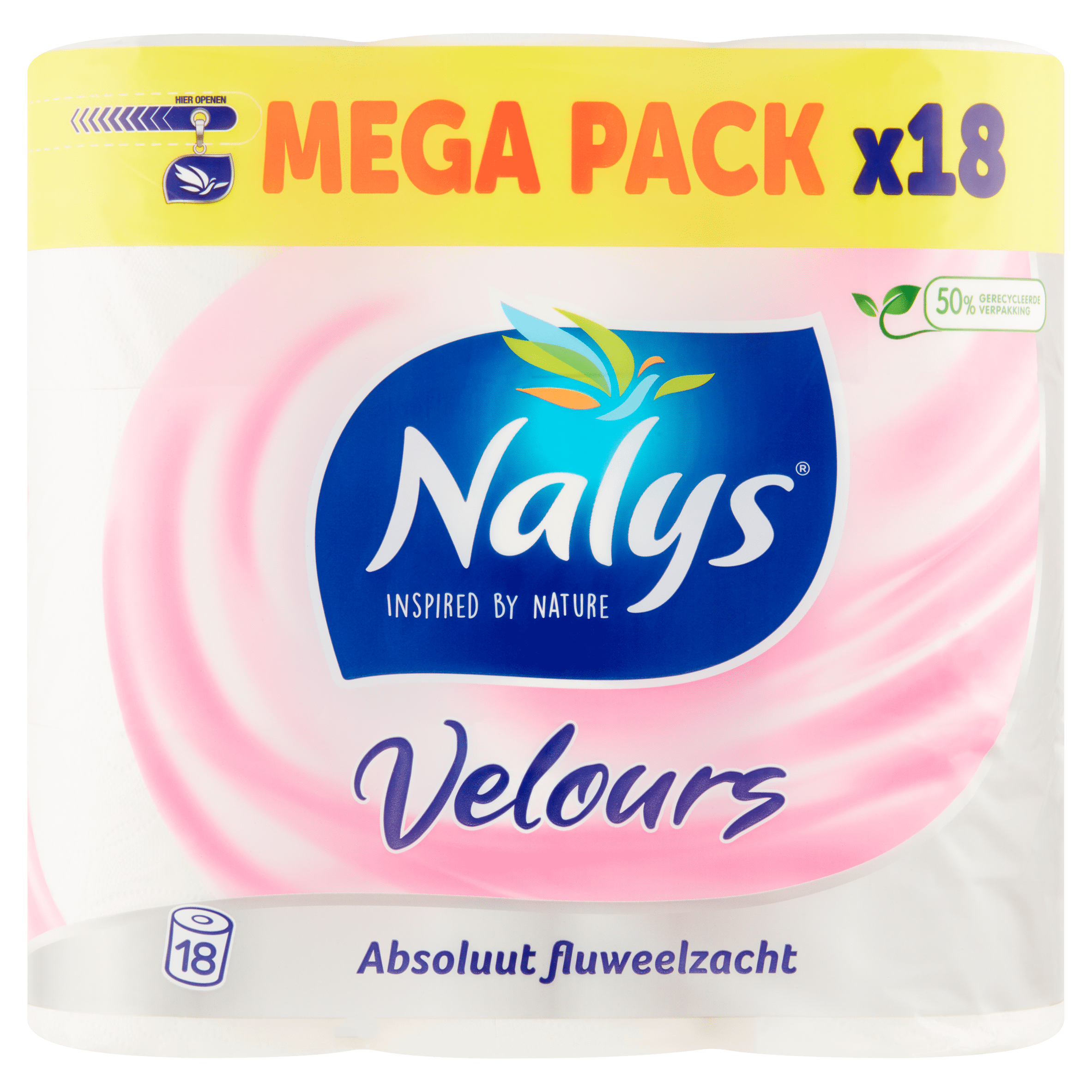 NALYS Toiletpapier 3 laags velours Zak 18 st