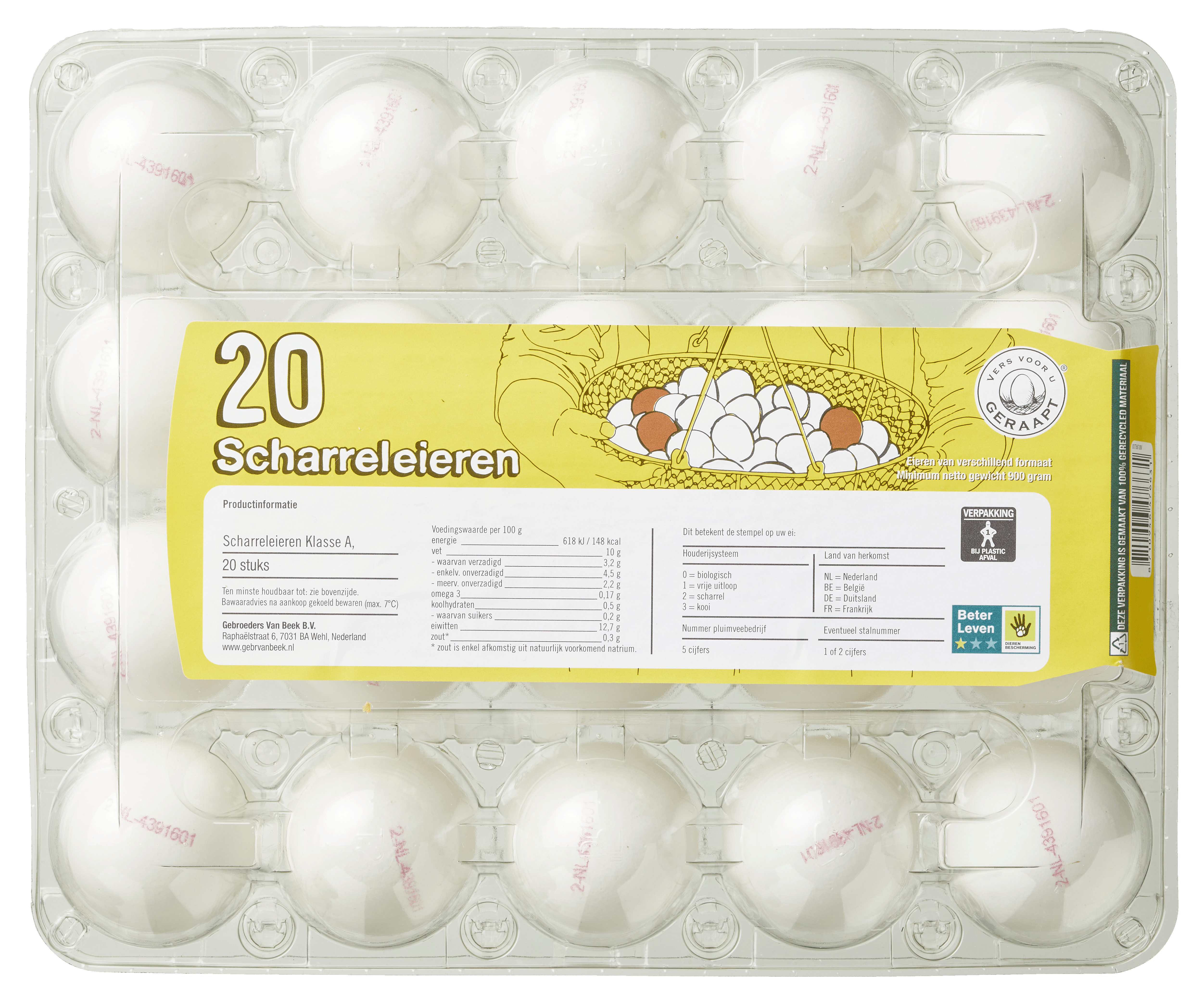 Neutraal Scharreleieren s/m 20 stuks Bakje 20 st