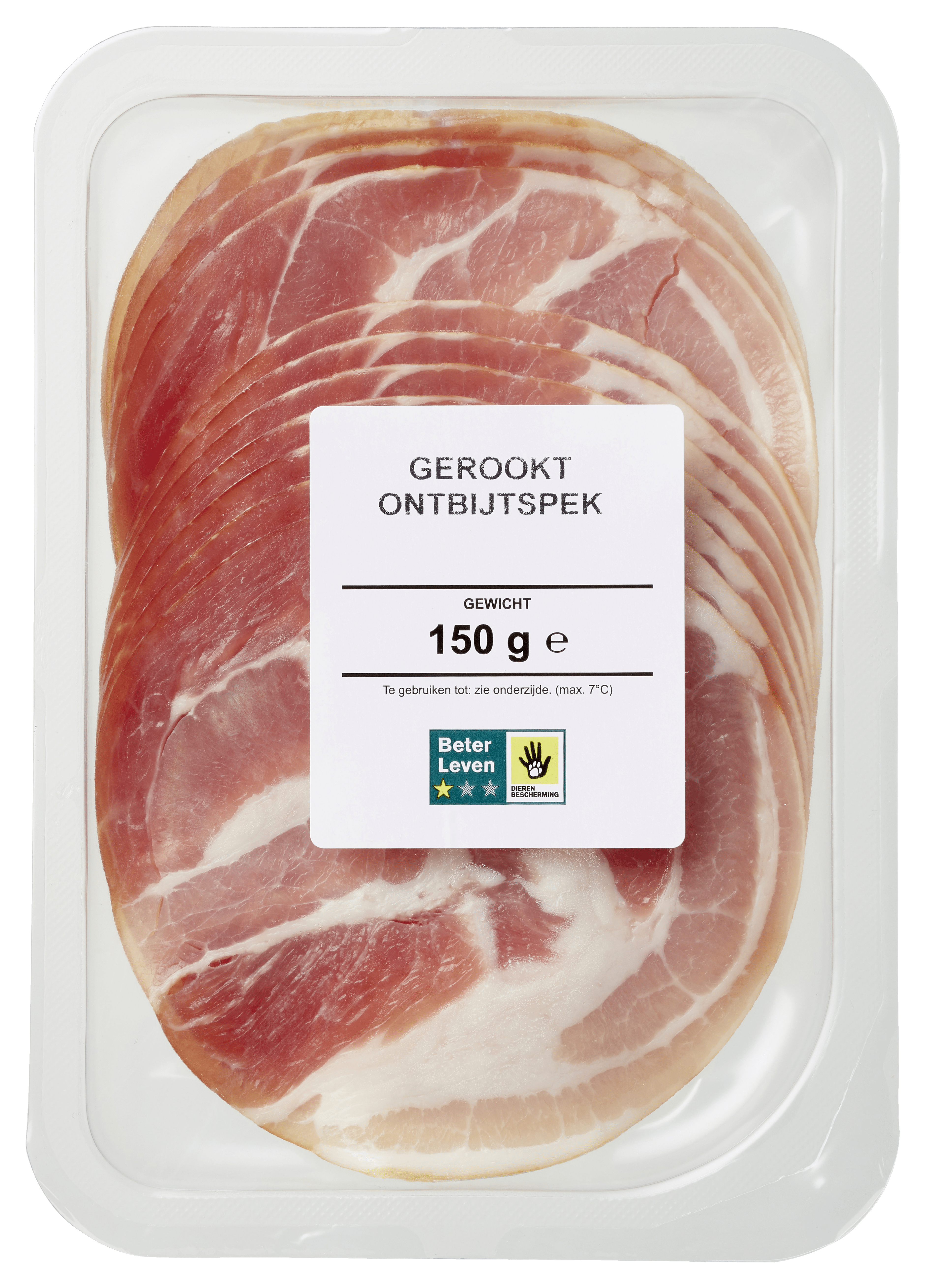 Neutraal Gerookt ontbijtspek BLK Tray 150 g