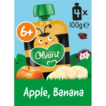 Olvarit Knijpfruit Appel Banaan 6+ Maanden 4 x 100 g