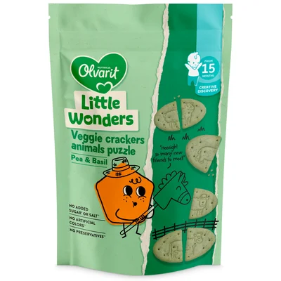 Olvarit little wonders crackers pea basil +15m Pot 105 g