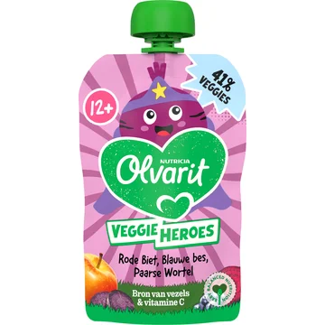 Olvarit 12+ Maanden Knijpfruit Rode Biet, Paarse Wortel, Bosbes 100g