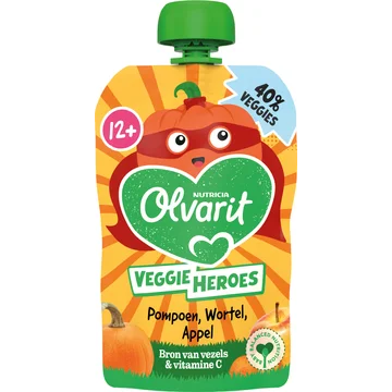 Olvarit 12+ Maanden Knijpfruit Pompoen, Wortel, Appel 100g