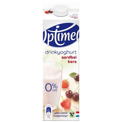 Optimel Drink aardbei-kers 0% vet Pak 1000 ml