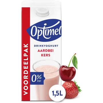 Optimel Drinkyoghurt Aardbei Kers 0% Vet 1.5L