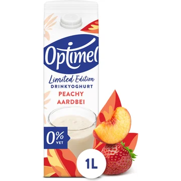 Optimel Drinkyoghurt Peachy Aardbei 0% Vet Limited Edition 1L