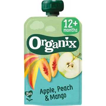 Organix Knijpfruit Appel, Perzik & Mango 12+m