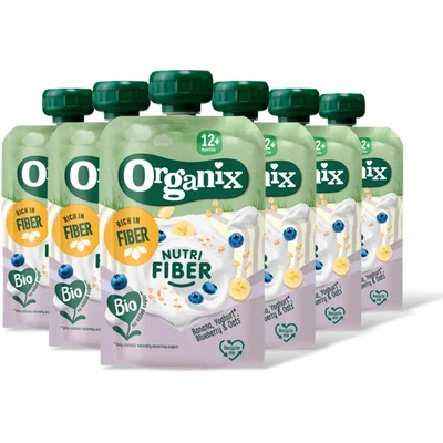 Organix Nutri fiber banana/yoghurt/oats 12m+ 6pk
