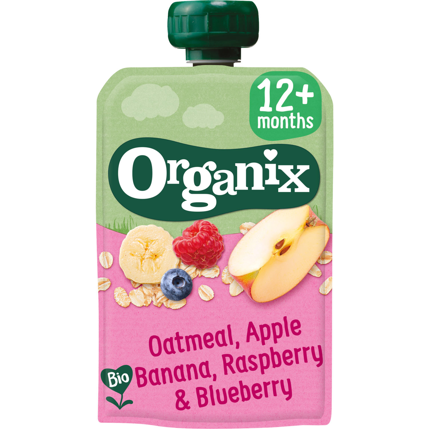Organix Just oatmeal-apple banana, raspberrry bleuberry 12+ maanden