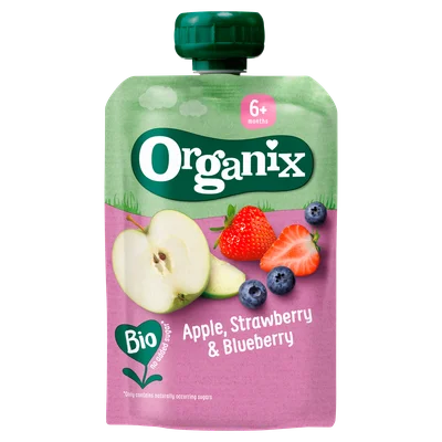 Organix Knijpfruit Appel, Aardbei & Bosbes 6x 6+m