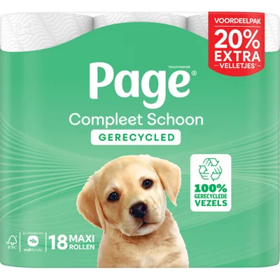 Page Compleet schoon gerecycled toiletpapier