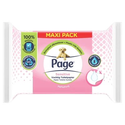 Page Sensitive vochtig wc papier maxi Zak 74 st