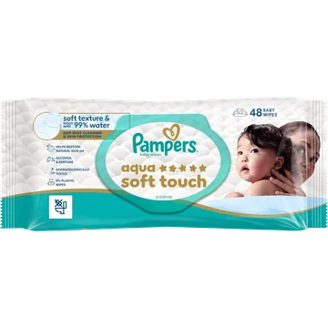 Pampers Aqua Soft Touch Babydoekjes, 48 Doekjes