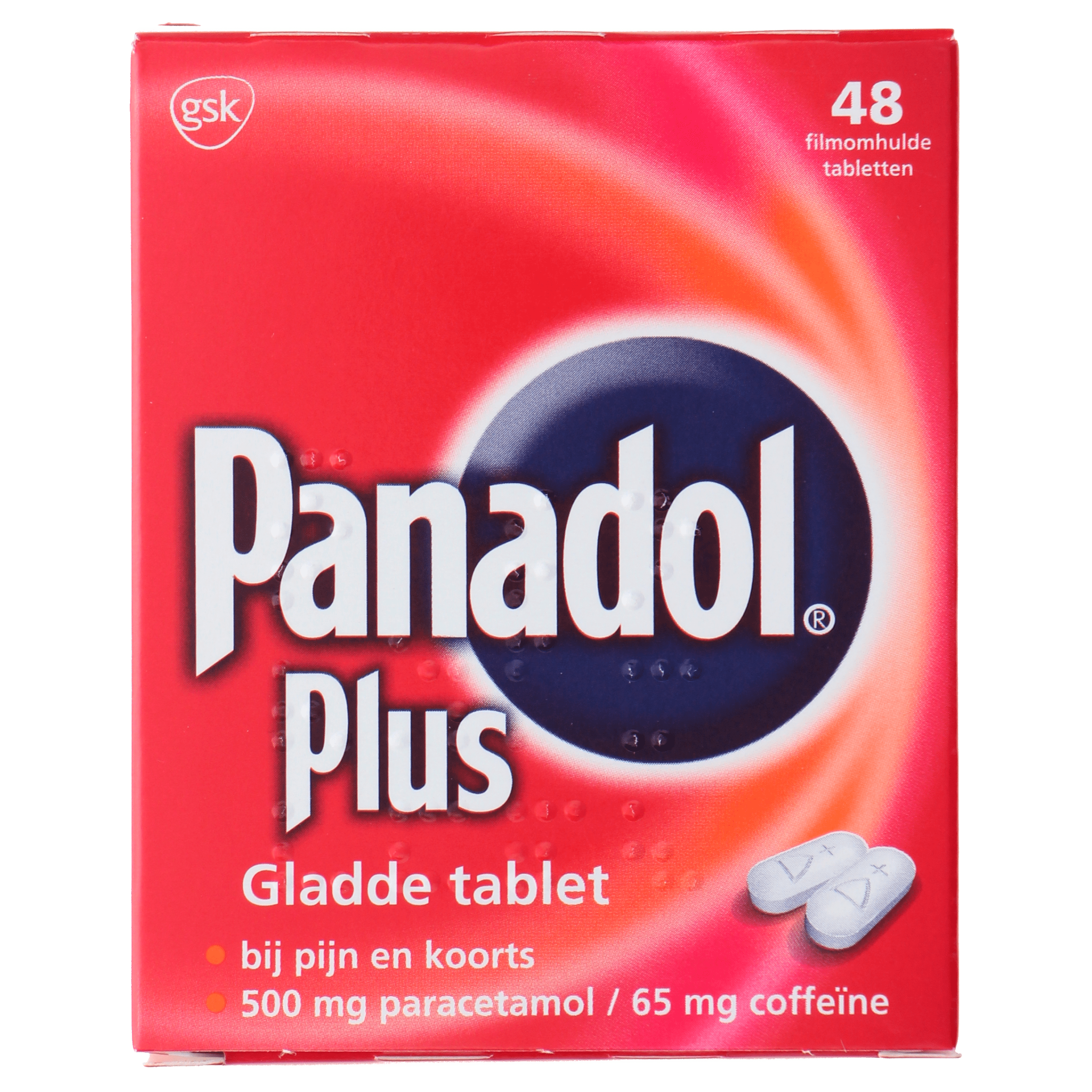 Panadol Plus Coffeine 500mg Tablet Glad Stuk 48 st