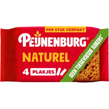 Peijnenburg ontbijtkoek naturel zonder toegevoegde suikers 4-pack per stuk verpakt