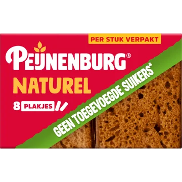 Peijnenburg ontbijtkoek naturel zonder toegevoegde suikers 8-pack per stuk verpakt