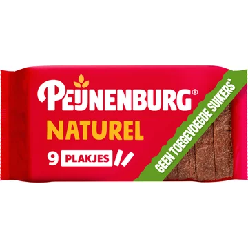 Peijnenburg ontbijtkoek naturel zonder toegevoegde suikers gesneden 9 plakjes