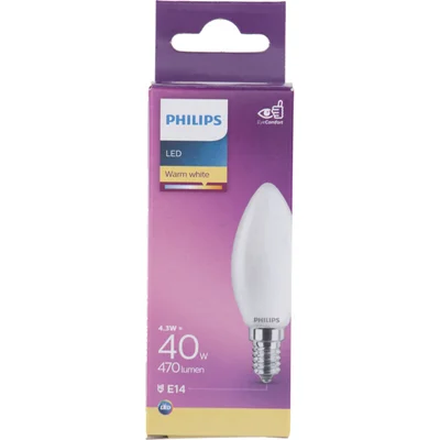 Philips Led fil kaars mat E14 40W
