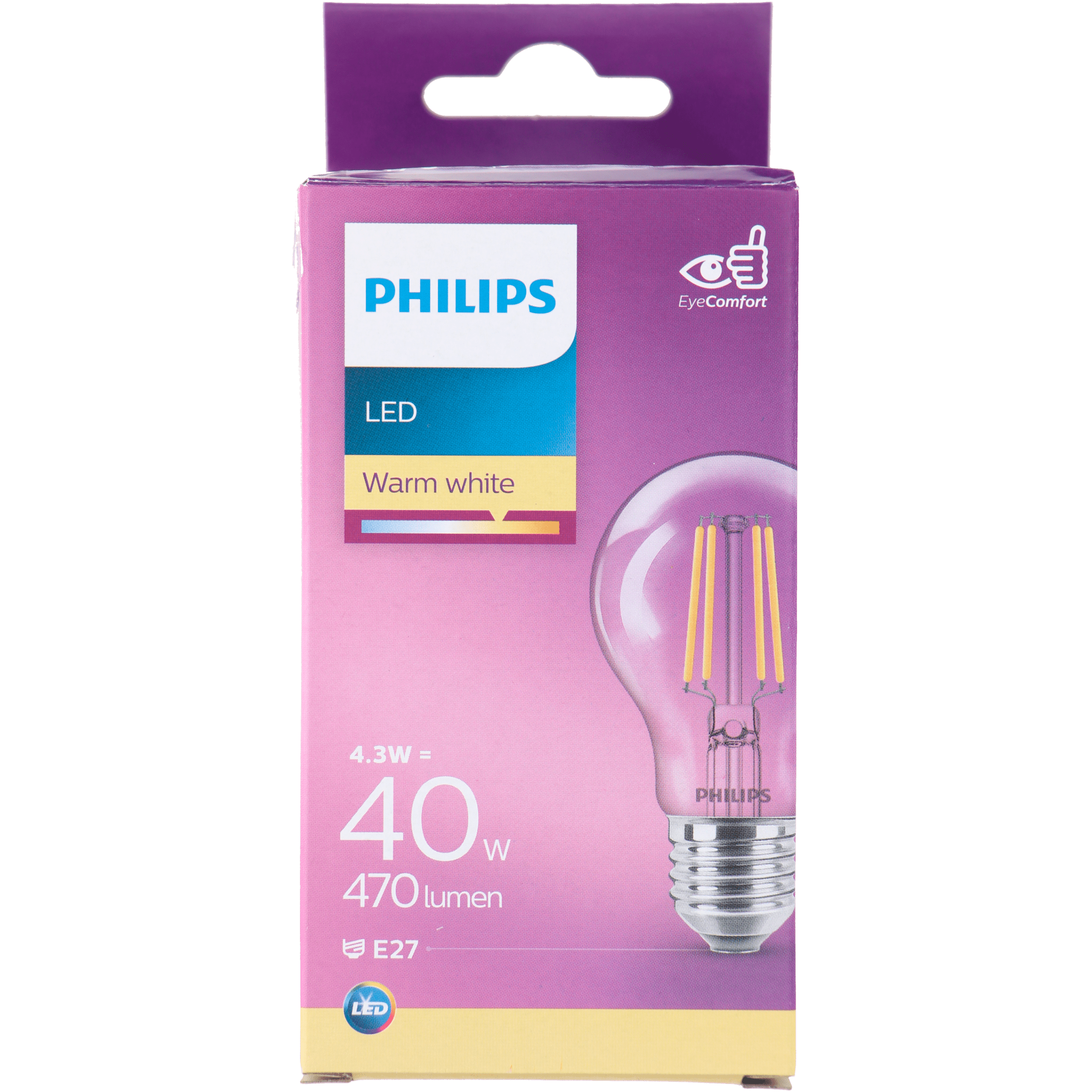 Philips LED filament bulb 40W E27 box Doos 1 st