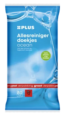 PLUS Allesreiniger doekjes ocean plasticvr. Krimp 80 st