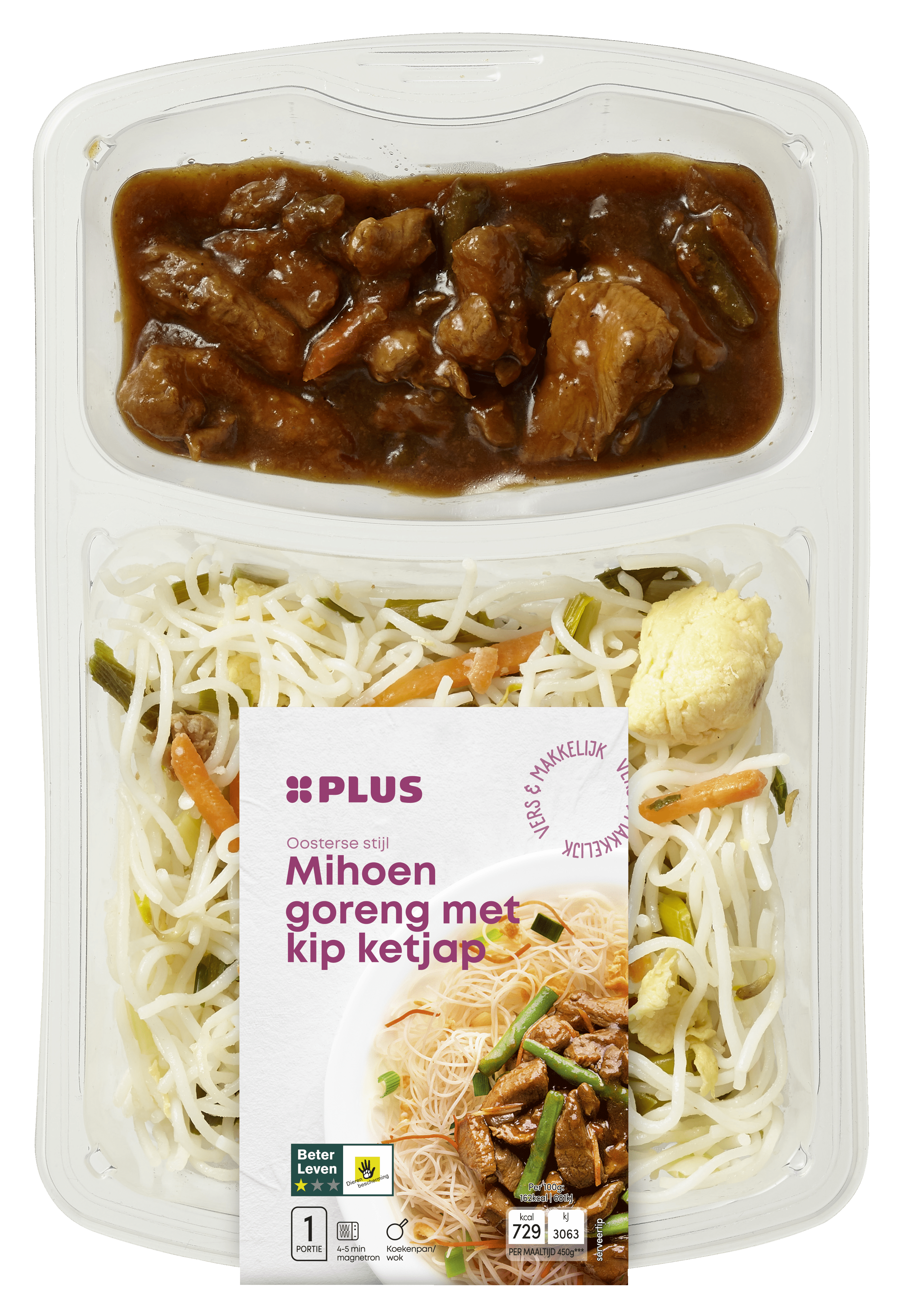 PLUS Kip ketjap met mihoen goreng Tray 450 g
