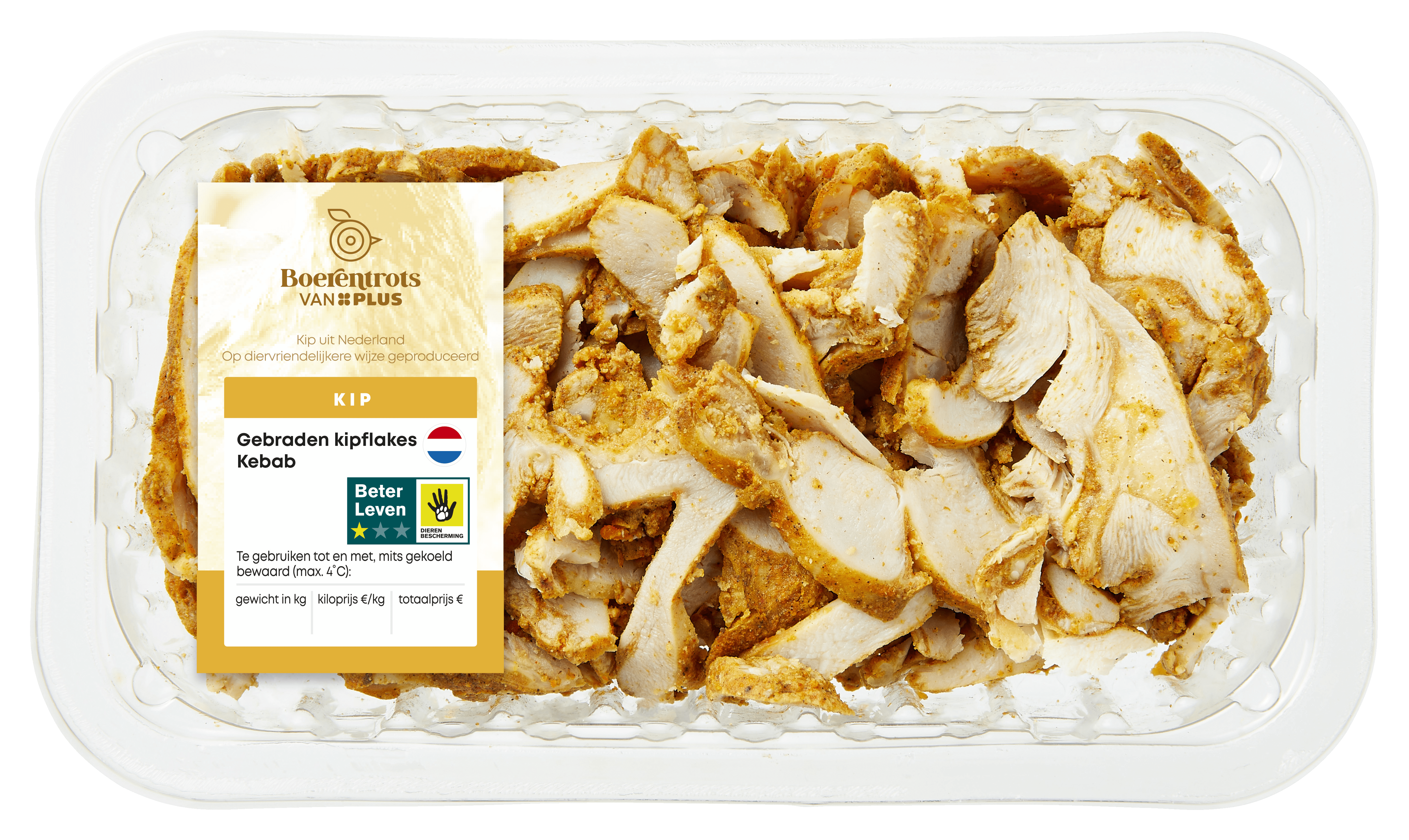 PLUS Boerentrots Gebraden kipflakes kebab Tray 150 g