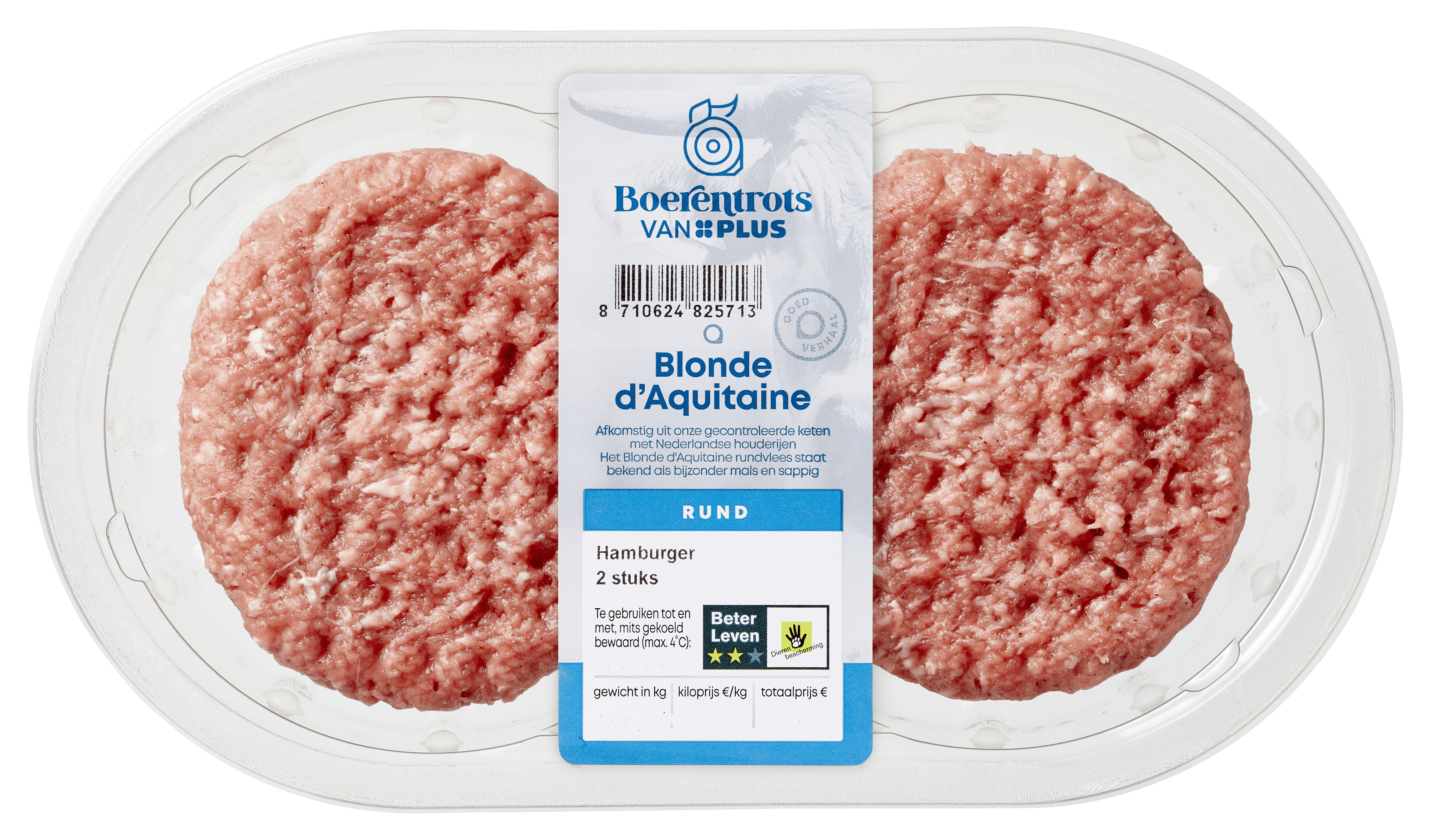 PLUS Boerentrots Blonde d'Aquitaine Hamburger 2 stuks Tray 200 g