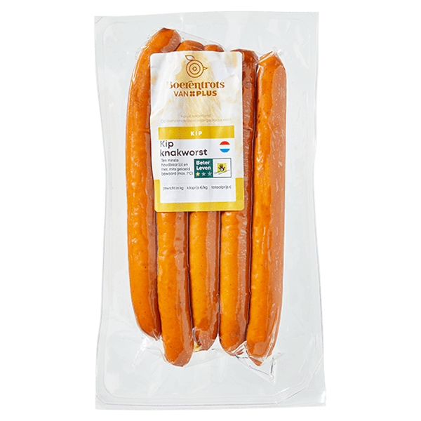 PLUS Boerentrots Knakworst kip Wikkel 200 g