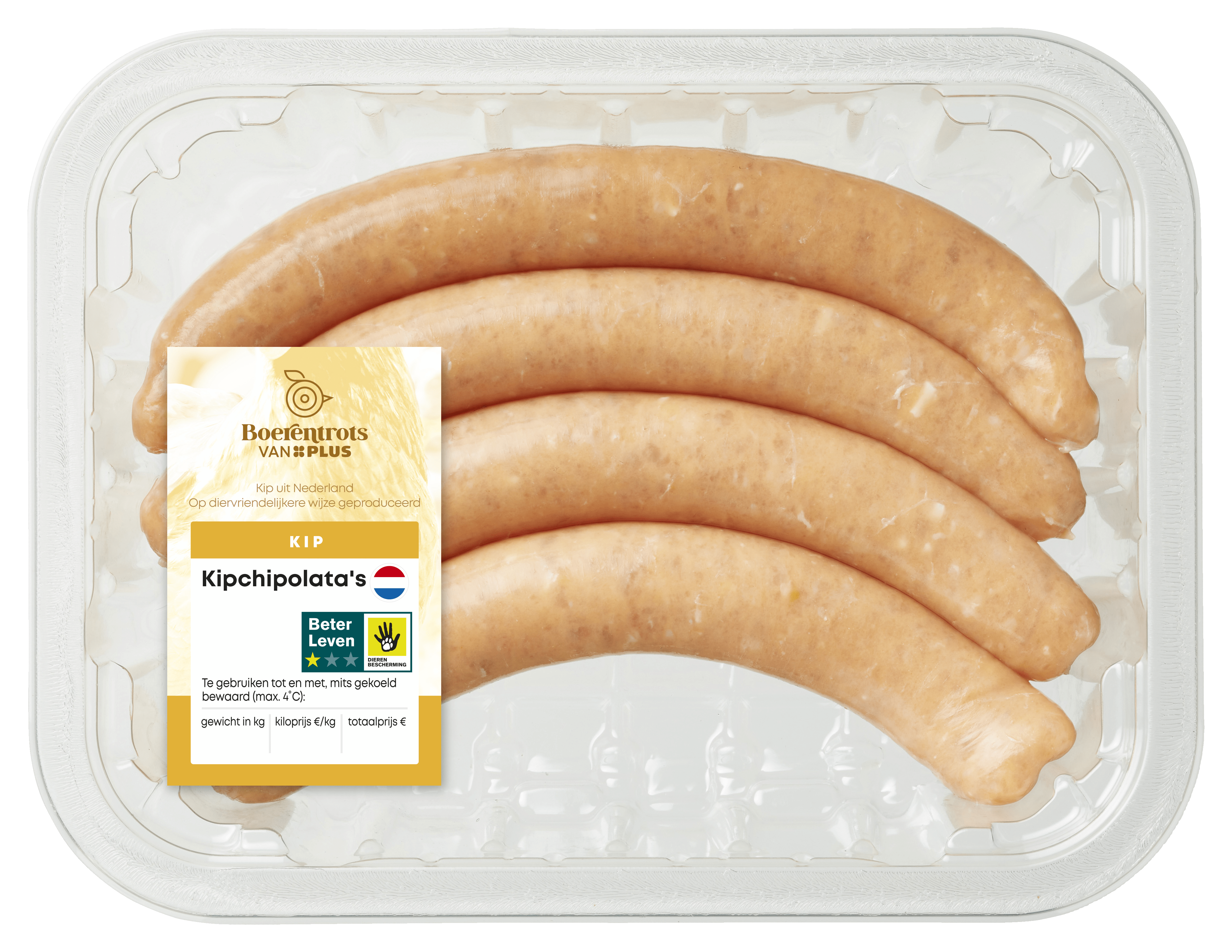 PLUS Boerentrots Kip chipolata's Tray 200 g