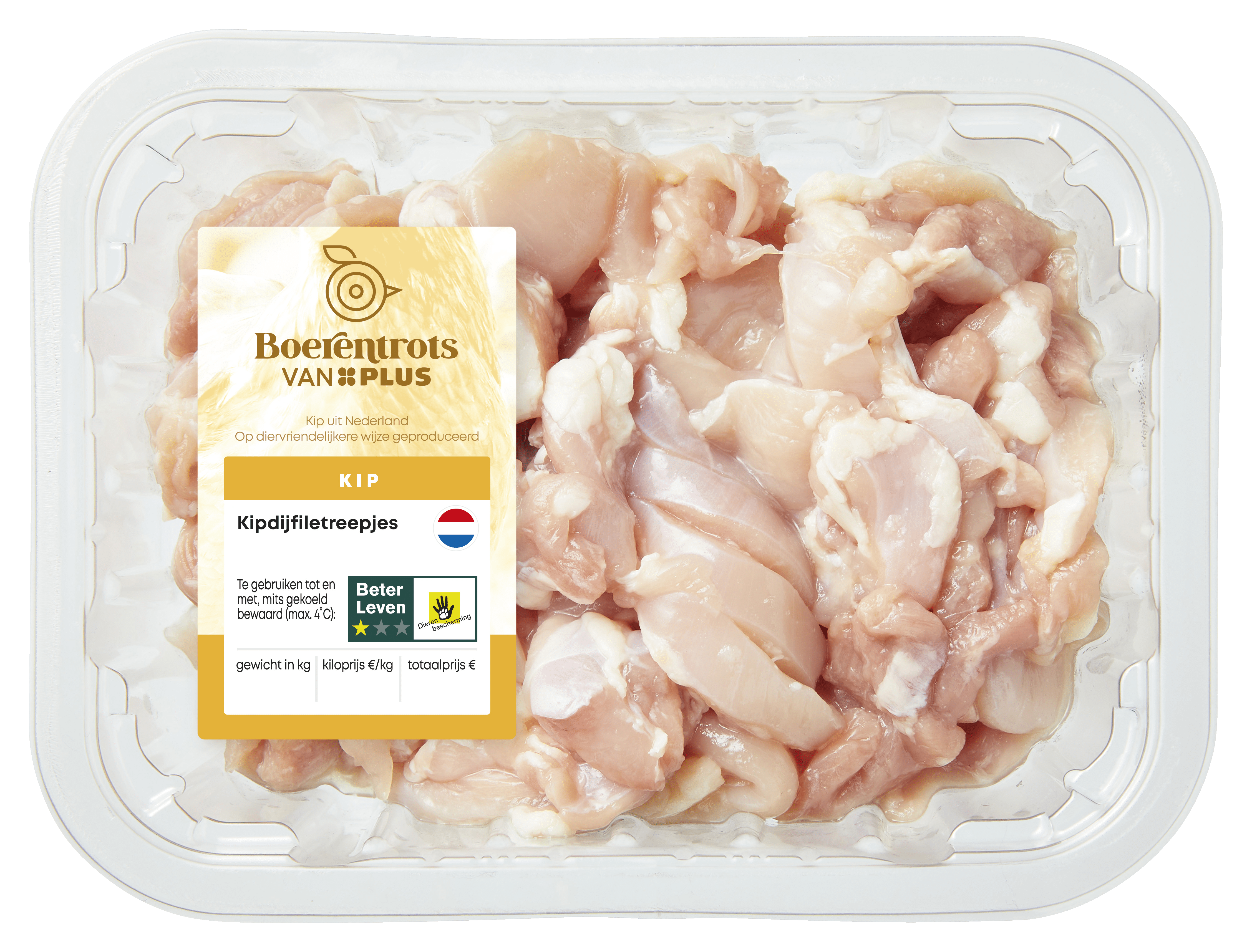 PLUS Boerentrots Kipdijfiletreepjes Tray 350 g