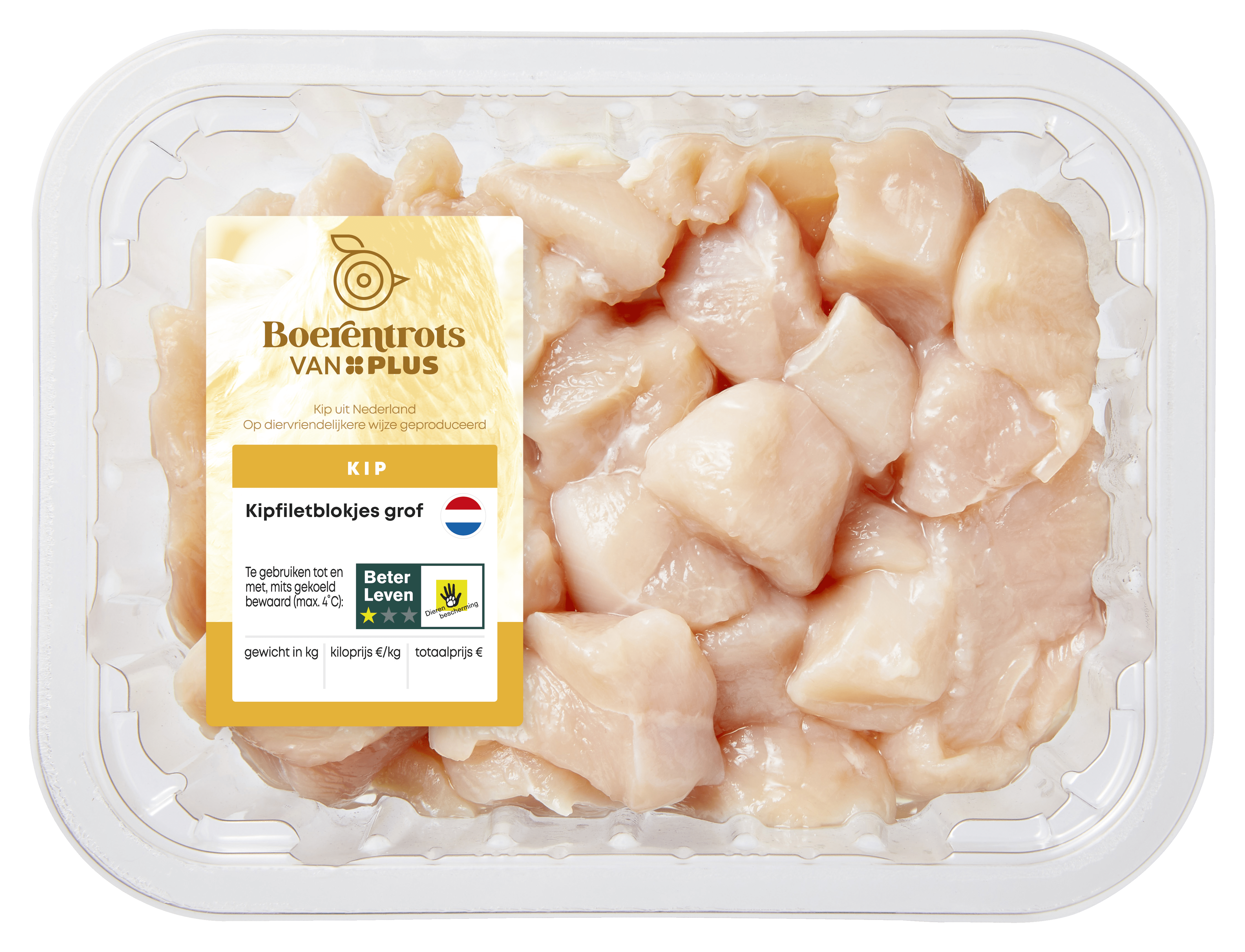 PLUS Boerentrots Kipfiletblokjes grof