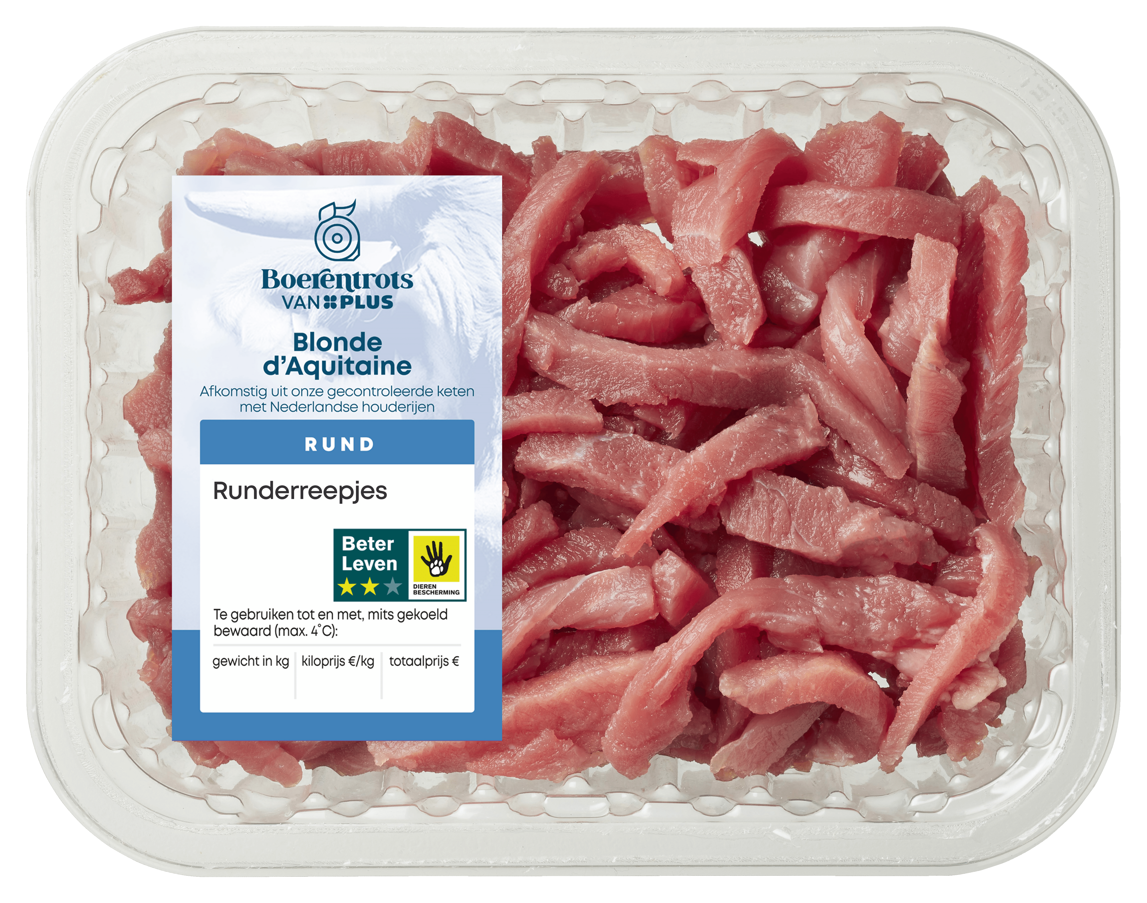 PLUS Boerentrots Beter leven Runderreepjes Pak 300 g