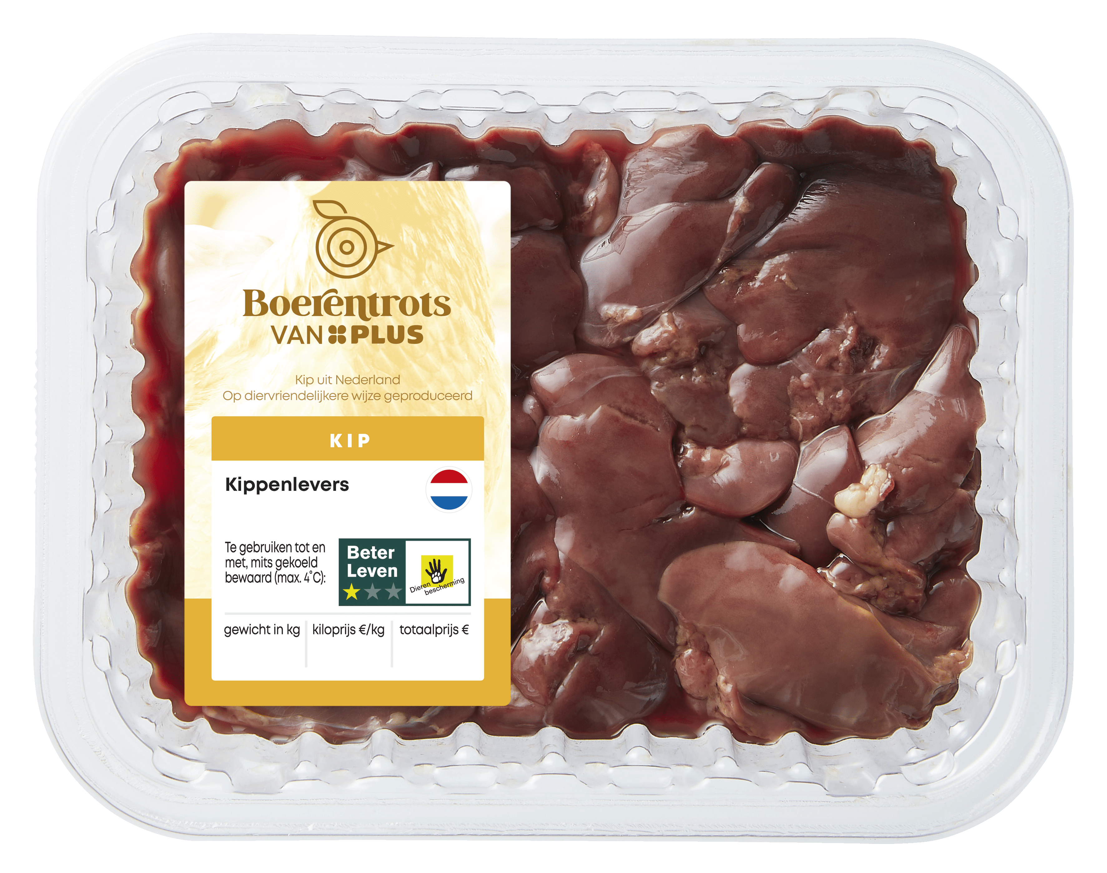 PLUS Boerentrots Kippenlevers Tray 400 g