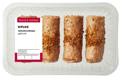 PLUS Gehaktrolletjes gekruid Tray 400 g