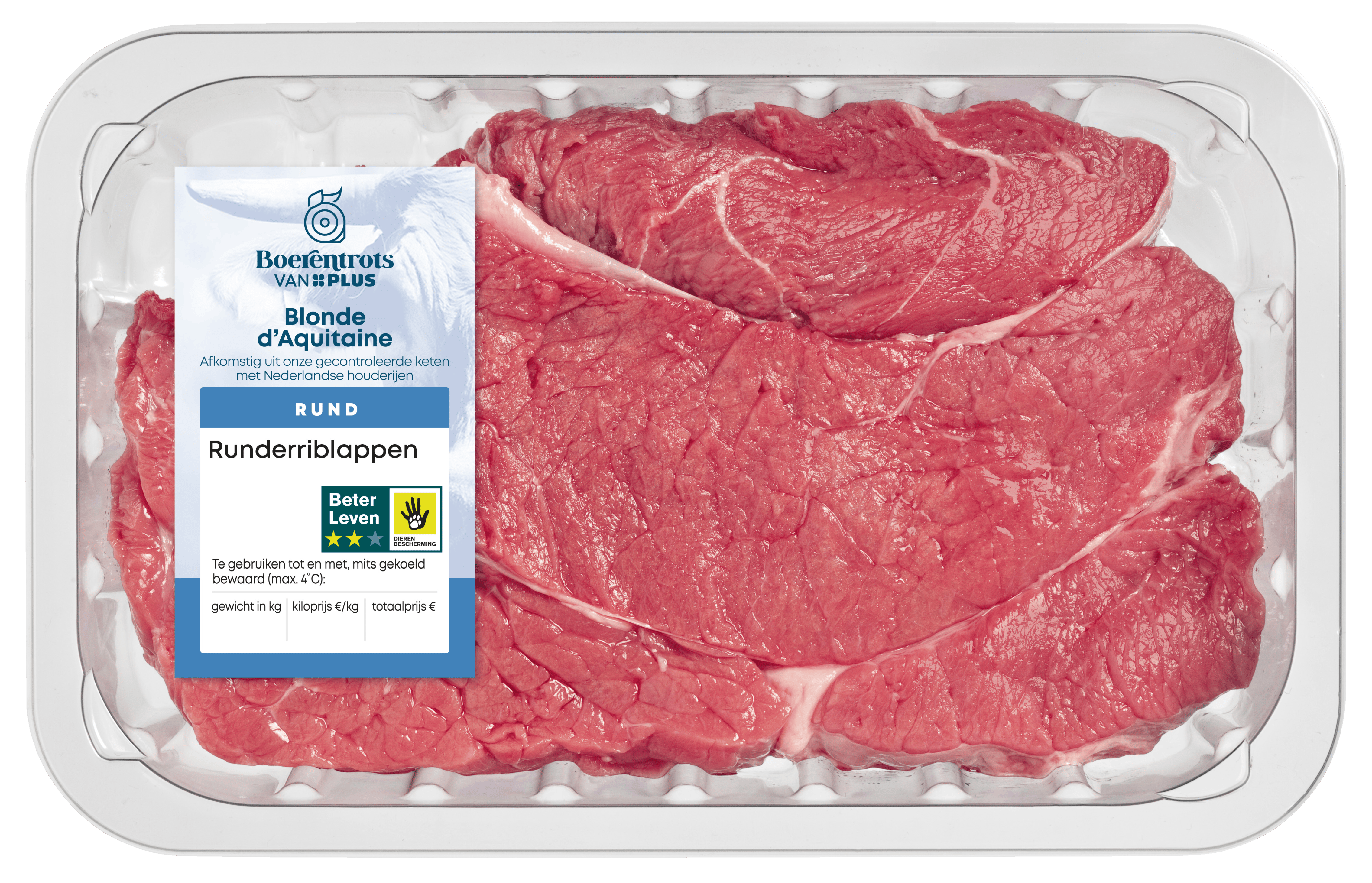 PLUS Boerentrots Runderriblappen 2 stuks 500 gram